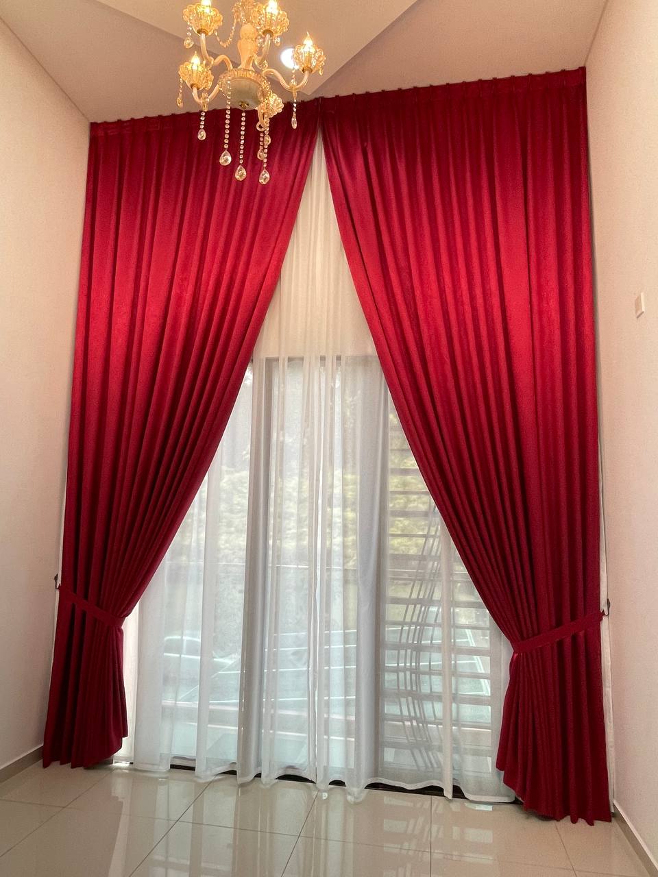 Double pole curtains for a grand interior
