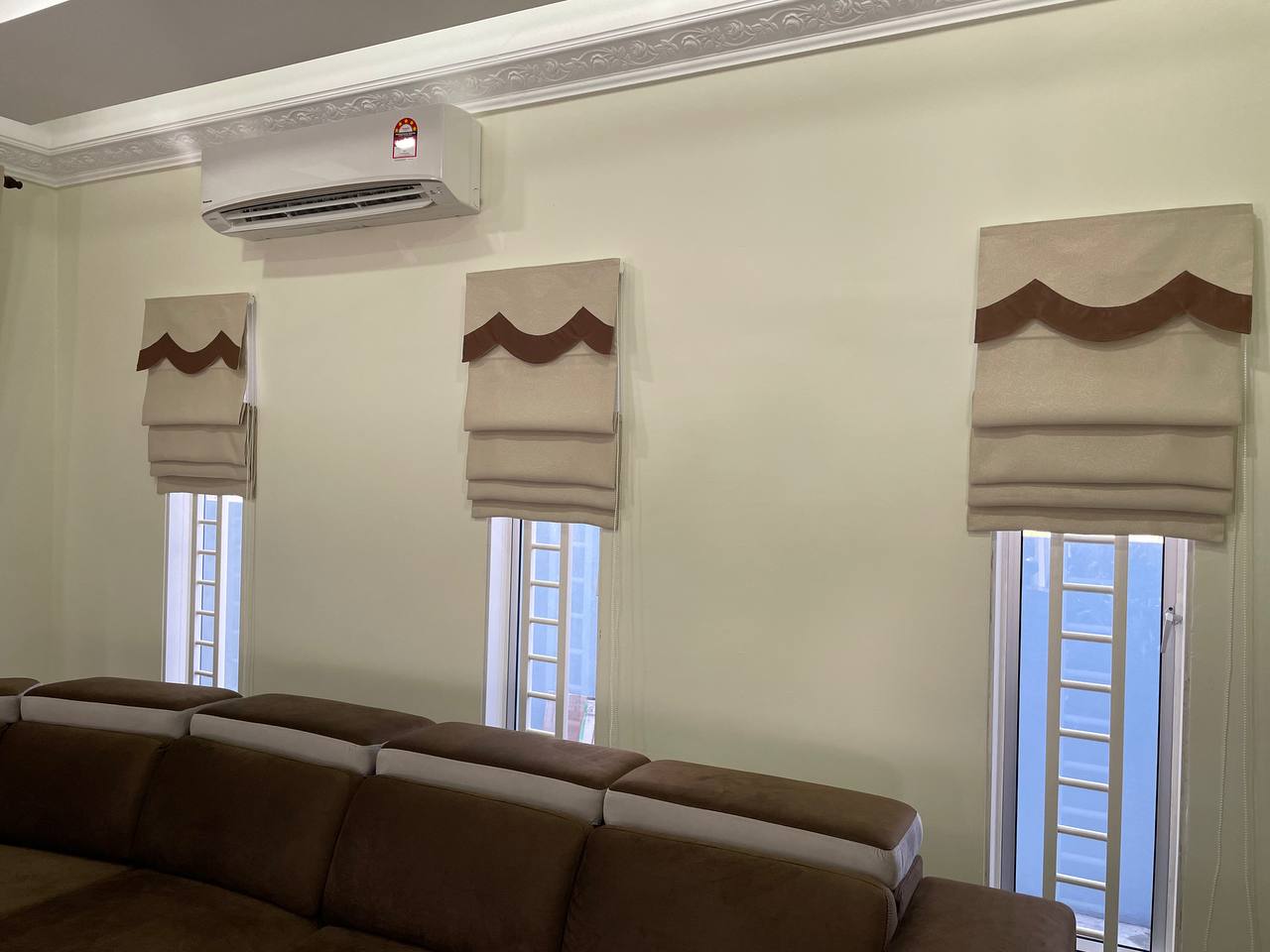 Roman blinds in a bedroom for soft light control