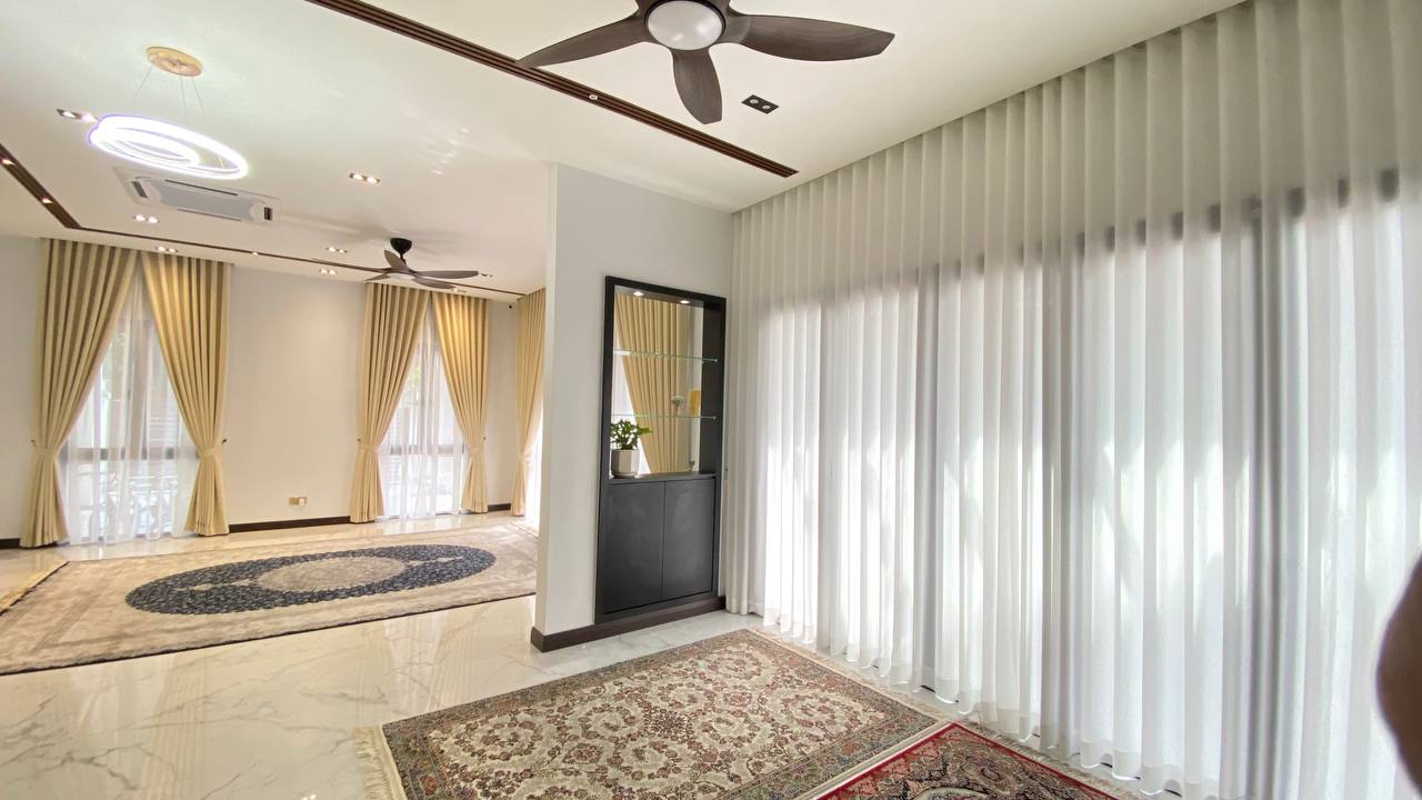 Elegant sheer curtains in a dining area for soft, filtered light